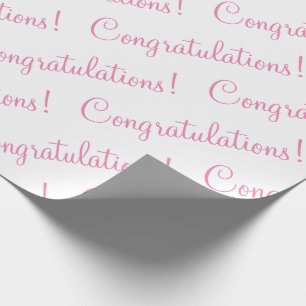 Gefeliciteerd Roze Script Trouw Baby Shower Cadeaupapier