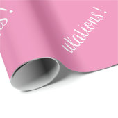 Gefeliciteerd Roze Script Trouw Baby Shower Verpak Cadeaupapier (Rol Hoek)