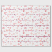 Gefeliciteerd roze speldenStippen op wit Cadeaupapier (Vlak)