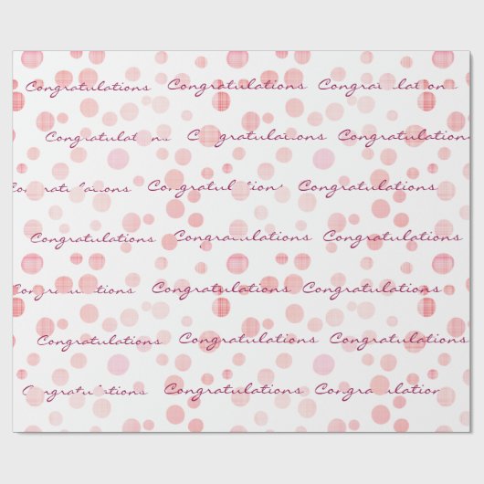 Gefeliciteerd roze speldenStippen op wit Cadeaupapier (Vlak)