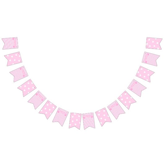 Gefeliciteerd! | roze Strepen & Harten Verjaardag Vlaggetjes (Alle)