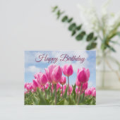 Gefeliciteerd Roze Tulp Bloemen Briefkaart (Staand voorkant)