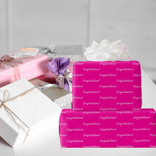 Gefeliciteerd roze wit cadeaupapier
