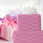 Gefeliciteerd roze wit cadeaupapier<br><div class="desc">Een griezelige,  trendy party wrapping papieren vellen. roze achtergrond,  witte tekst: Gefeliciteerd!</div>