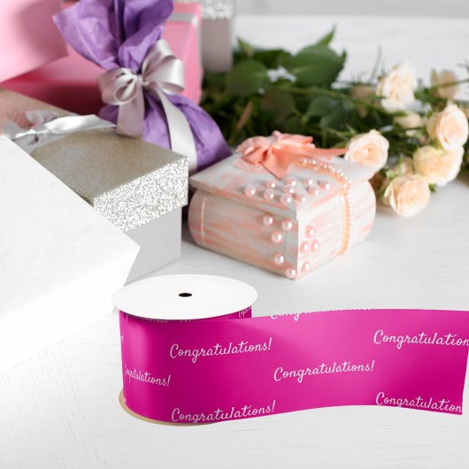 Gefeliciteerd roze wit satijnen lint
