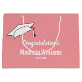 Gefeliciteerd Roze Witte Afstudeerders Naam Afstud Groot Cadeauzakje (Voorkant)