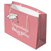 Gefeliciteerd Roze Witte Afstudeerders Naam Afstud Groot Cadeauzakje (Achterkant Gekanteld)
