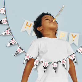 Gefeliciteerd Roze Zwart & Wit Baby Meisje Vlaggetjes