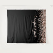 Gefeliciteerd Roze Zwarte Glitter Fonkelende Afstu Wandkleed (Voorkant (horizontaal))