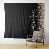 Gefeliciteerd Roze Zwarte Glitter Glans Afstudeerf Wandkleed (In Situ (horizontaal))