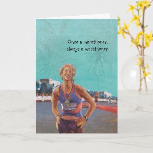 Gefeliciteerd Runner Kaart - Eens een marathonlope (Gele Bloem)