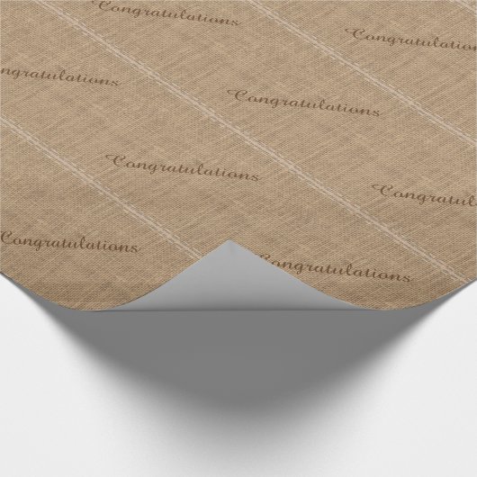 Gefeliciteerd, Rustic Burlap Wrapping Paper Cadeaupapier (Hoek)