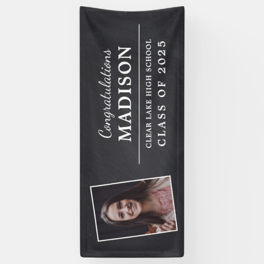 Gefeliciteerd Rustic Chalk Afstuderen Foto Spandoek (Verticaal)