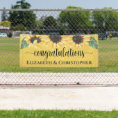 Gefeliciteerd Rustic Floral Zonnebloem Wedding Ba Spandoek (Insitu)