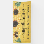 Gefeliciteerd Rustic Floral Zonnebloem Wedding Ba Spandoek (Verticaal)
