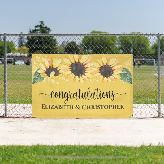 Gefeliciteerd Rustic Sunflower Fall Wedding Spandoek (Insitu)
