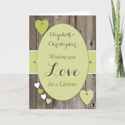 Gefeliciteerd Rustic Wedday green Kaart (Voorkant)