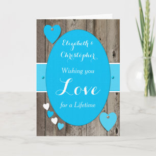 Gefeliciteerd Rustic Wedding Day Blue Kaart