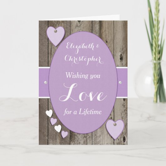 Gefeliciteerd Rustic Wedding Day paars Kaart (Voorkant)