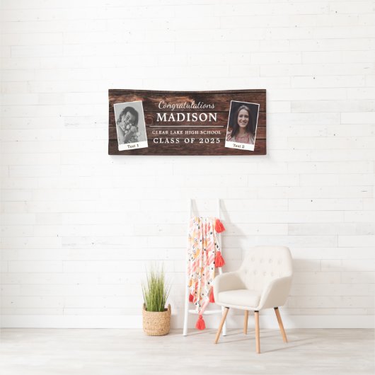 Gefeliciteerd Rustic Wood Afstuderen 2 - Foto Spandoek (Insitu)