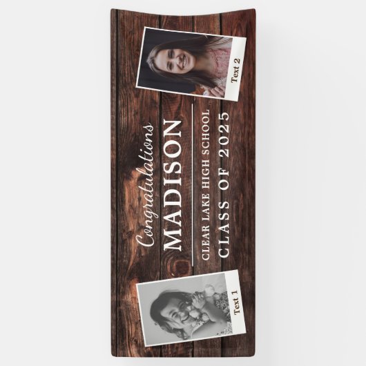 Gefeliciteerd Rustic Wood Afstuderen 2 - Foto Spandoek (Verticaal)