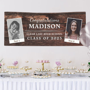 Gefeliciteerd Rustic Wood Afstuderen 2 - Foto Spandoek