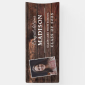 Gefeliciteerd Rustic Wood Afstuderen Foto Spandoek (Verticaal)