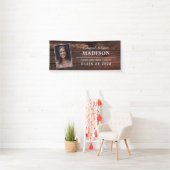Gefeliciteerd Rustieke Hout Afstudeerfoto Spandoek (Insitu)