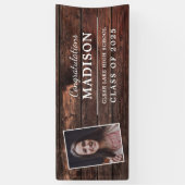 Gefeliciteerd Rustieke Hout Afstudeerfoto Spandoek (Verticaal)
