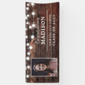 Gefeliciteerd Rustieke Houten Slingerlichten Afstu Spandoek (Verticaal)