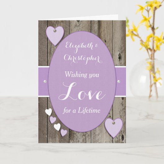 Gefeliciteerd Rustieke Trouwdag paars Kaart (Gele Bloem)