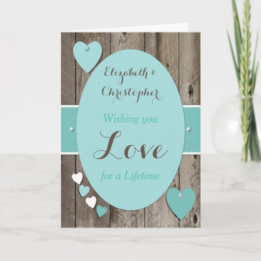 Gefeliciteerd Rustieke Trouwdag turquoise Kaart (Voorkant)