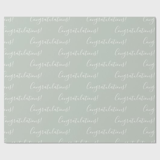 Gefeliciteerd Sage Green Elegant Cadeaupapier (Vlak)