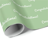 Gefeliciteerd saliegroen wit cadeaupapier (Rol Hoek)