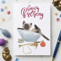 Gefeliciteerd Schattig Aquarel Siamese Kitten Kat