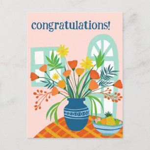 GEFELICITEERD Schattige Bloemenboeket Fun Custom Briefkaart
