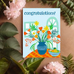 GEFELICITEERD Schattige Bloemenboeket Fun Custom Briefkaart<br><div class="desc">Stuur een vrolijke felicitatie groet met deze handgemaakte illustratie van een kleurrijke vaas met bloemen. Pas deze kaart aan met je eigen tekst op de voor- en achterkant! Klik op "Personaliseren" hierboven om de tekst te bewerken. Klik vervolgens op "Bewerken met behulp van ontwerpgereedschap" om extra tekst toe te voegen...</div>