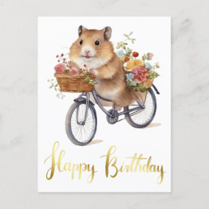 Gefeliciteerd Schattige Hamster Bloemen Gepersonal Briefkaart