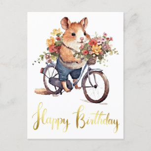 Gefeliciteerd Schattige Hamster Bloemen Gepersonal Briefkaart