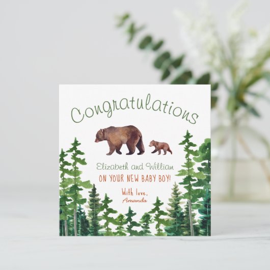 Gefeliciteerd Schattige Mama en Baby Beer Kaart (Staand voorkant)