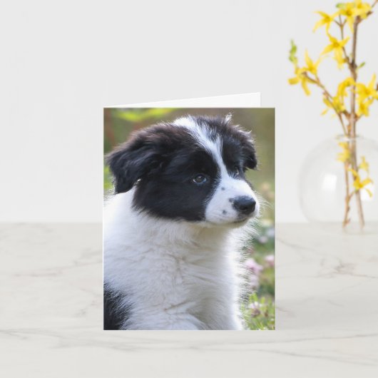 Gefeliciteerd Schattige Puppy Kaart (Gele Bloem)