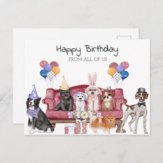 Gefeliciteerd Schattige Pups  Briefkaart (Voorkant / Achterkant)