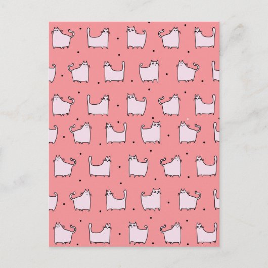 Gefeliciteerd! Schattige roze kattenpatroon Briefkaart (Voorkant)