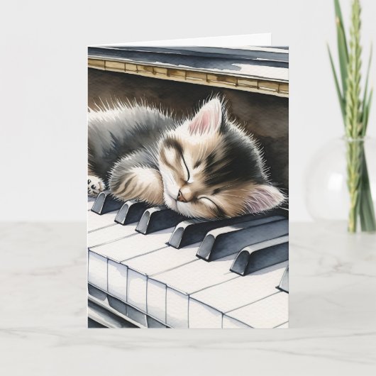 Gefeliciteerd | Schattigee kitten op pianotoetsen Kaart (Voorkant)