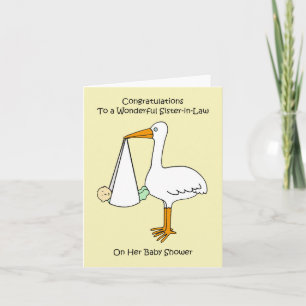 Gefeliciteerd schoonzus met haar babyshower kaart