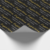 Gefeliciteerd Script Afstudeernaam Zwart Wit Goud Cadeaupapier (Hoek)