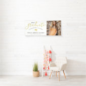 Gefeliciteerd Script Black Gold Photo Afstuderen Spandoek (Insitu)