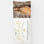 Gefeliciteerd Script Black Gold Photo Afstuderen Spandoek (Verticaal)