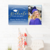 Gefeliciteerd Script Blue Gold Photo Afstuderen Spandoek (Insitu)
