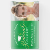 Gefeliciteerd Script Green Gold Photo Afstuderen Spandoek (Verticaal)